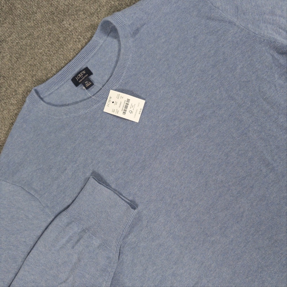 J.Crew Mens XL Light Blue 100% Cotton Crewneck Sweater AZ229 NWT #4813